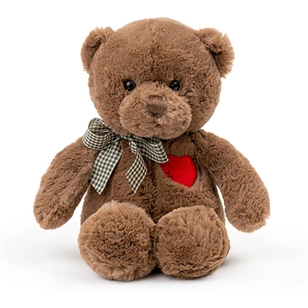 11.4” Brown Small Stuffed Animal Teddy Bear with Heart Plushie Toy